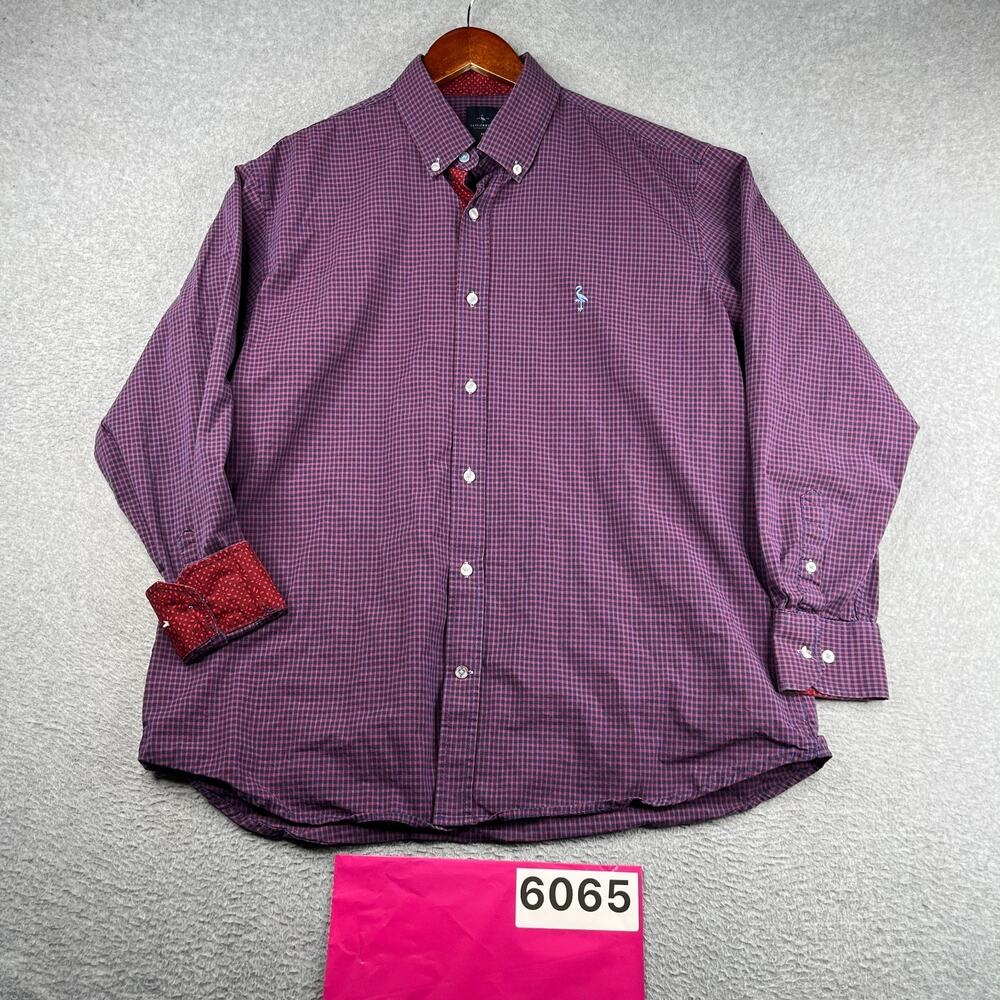 Tailorbyrd Red Blue Check Casual Shirt Button Up Long Sleeve Mens XL *SEE